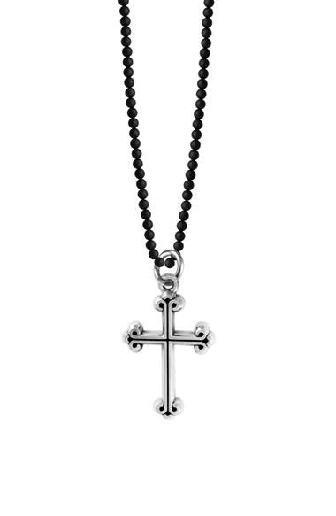Men's King Baby Sterling Silver & Onyx Cross Pendant Necklace