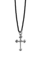 Men's King Baby Sterling Silver & Onyx Cross Pendant Necklace