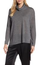 Women's Eileen Fisher Asymmetrical Merino Wool Sweater, Size - Grey