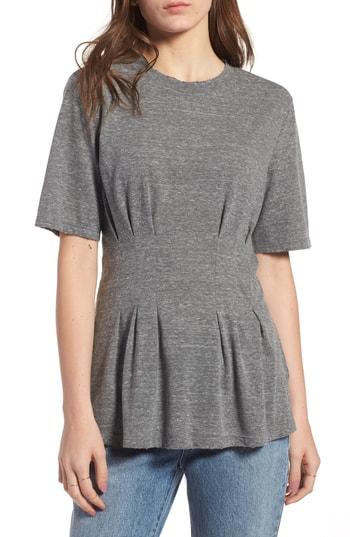 Women's Treasure & Bond Waist Detail Tee, Size - Grey