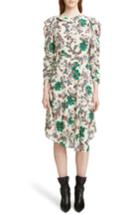 Women's Isabel Marant Carley Ruched Sleeve Silk Blend Dress Us / 34 Fr - Ivory