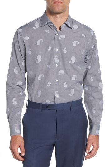 Men's John W. Nordstrom Trim Fit Check & Paisley Dress Shirt - Black