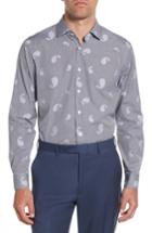 Men's John W. Nordstrom Trim Fit Check & Paisley Dress Shirt - Black