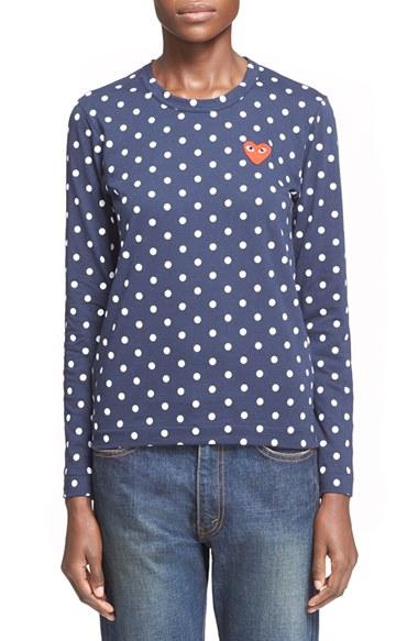Women's Comme Des Garcons Play Polka Dot Tee - Blue