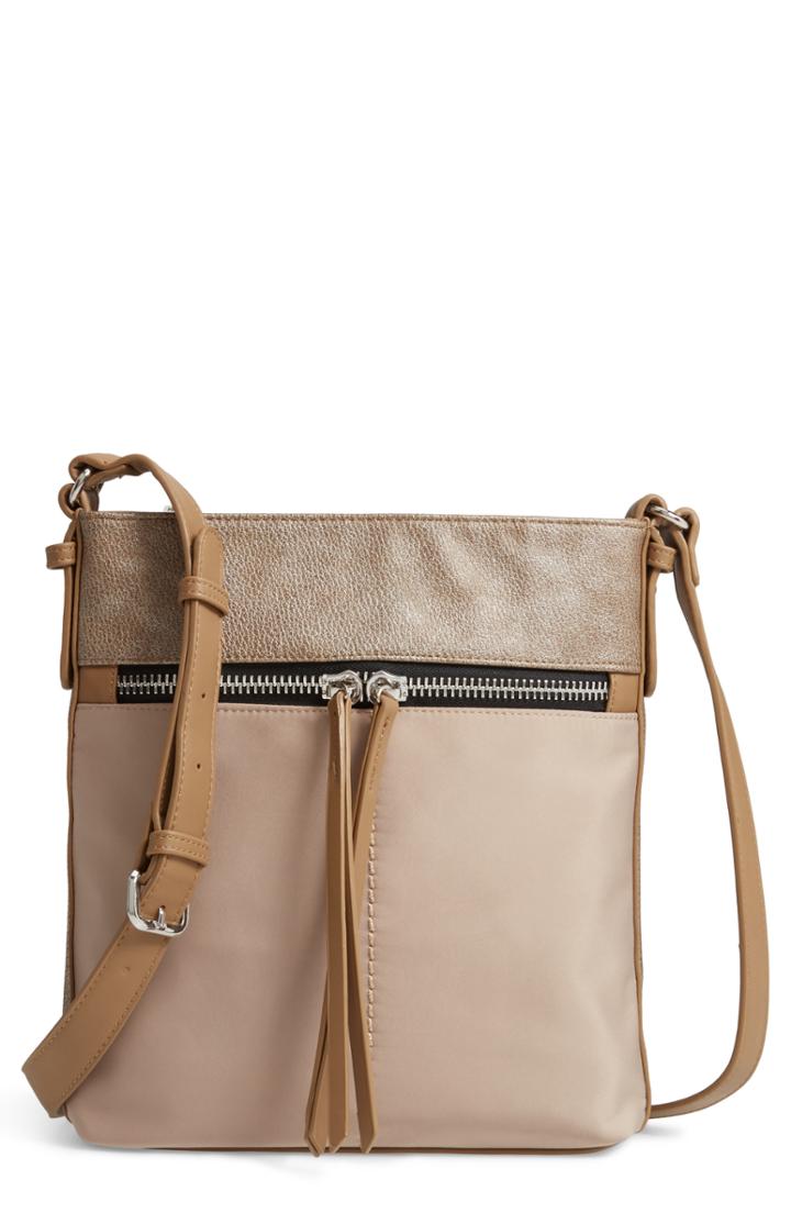 Sondra Roberts Colorblock Faux Leather Crossbody Bag - Grey