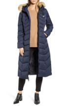 Women's Tahari Faux Fur Collar Puffer Coat - Blue