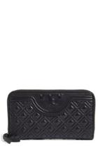 Women's Tory Burch 'fleming' Quilted Lambskin Leather Continental Wallet - Black