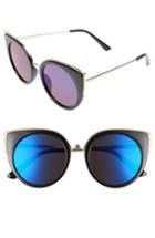 Women's Bp. 64mm Round Cat Eye Sunglasses - Black/ Blue