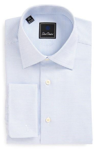 Men's David Donahue Regular Fit Check Dress Shirt .5 32/33 - White