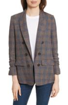 Women's Veronica Beard Beacon Plaid Faux Double Breasted Blazer - Brown