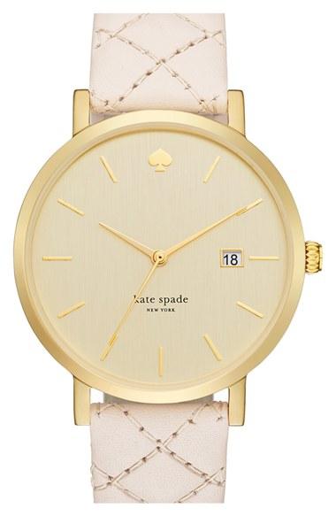 Women's Kate Spade New York 'metro Grand' Quilted Strap Watch, 38mm