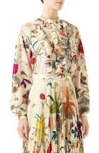 Women's Gucci Floral Silk Crepe De Chine Blouse Us / 38 It - Ivory