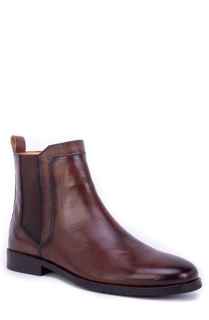 Men's Robert Graham Nash Paisley Tooled Chelsea Boot .5 M - Brown