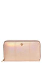 Women's Tory Burch Robinson Metallic Leather Continental Wallet - Pink