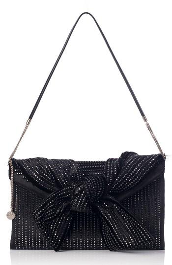 Jimmy Choo Riva Crystal Embellished Velvet Shoulder Bag - Black