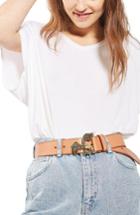 Women's Topshop Eagle Leather Belt - Black