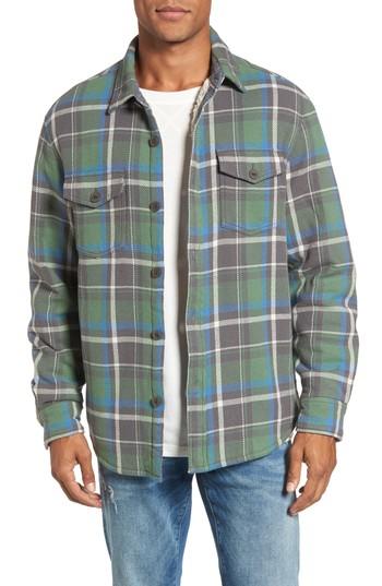 Men's True Grit Summit Hunter Plaid Faux Shearling Lined Shirt Jacket, Size - Grey