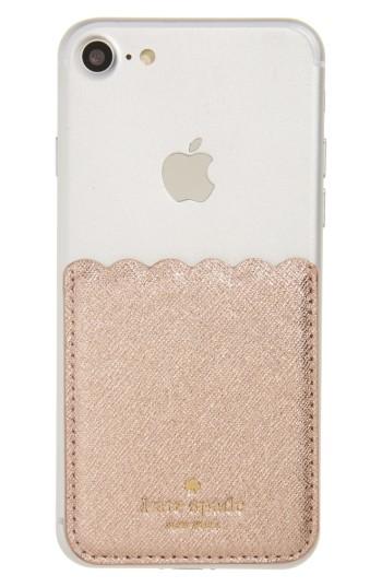 Kate Spade New York Scallop Leather Stick-on Smartphone Case Pocket - Blue