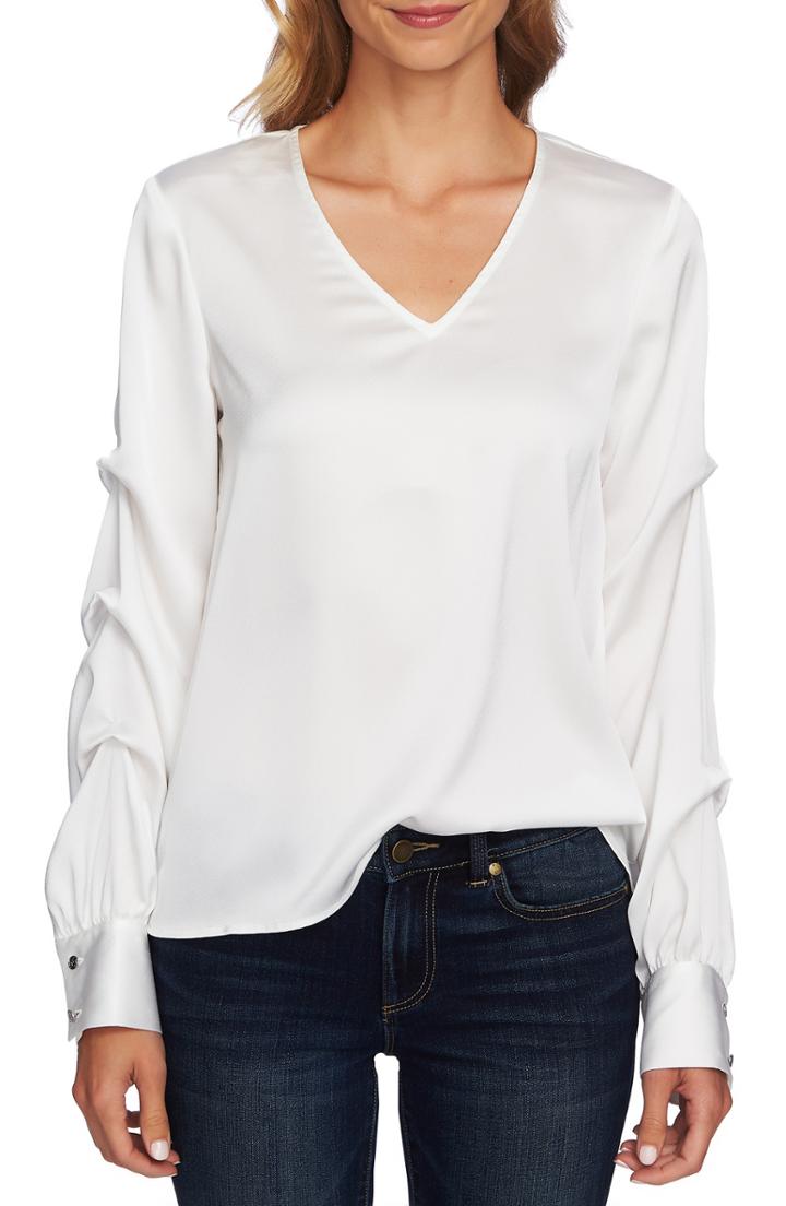 Women's Cece Drape Sleeve V-neck Blouse, Size - White