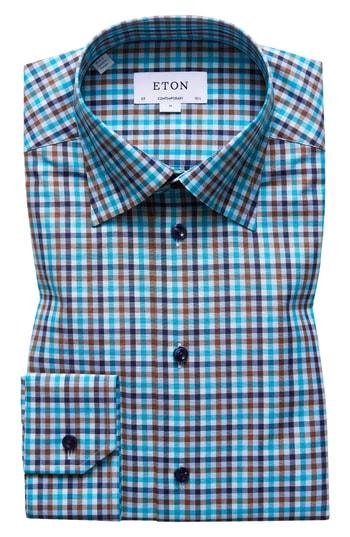 Men's Eton Contemporary Fit Check Dress Shirt .75 - Blue