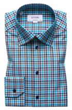 Men's Eton Contemporary Fit Check Dress Shirt .75 - Blue