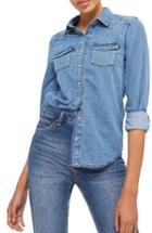 Women's Topshop Fitted Western Shirt Us (fits Like 6-8) - Blue