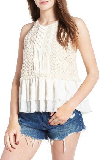 Women's Moon River Crochet Peplum Tank