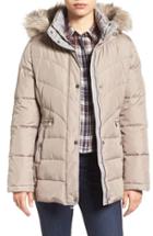 Women's Larry Levine Quilted Coat With Faux Fur Trim