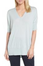 Women's Nordstrom Signature High/low Silk & Cashmere Sweater - Green