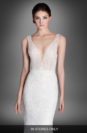 Women's Lazaro Crystal Beaded Column Dress