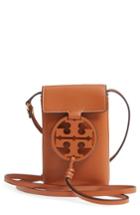Women's Tory Burch Miller Leather Phone Crossbody Bag - Beige