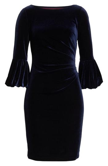 Women's Eliza J Bubble Sleeve Velvet Sheath Dress