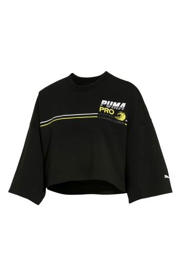 Women's Fenty Puma By Rihanna Graphic Short Sleeve Crop Sweatshirt - Black