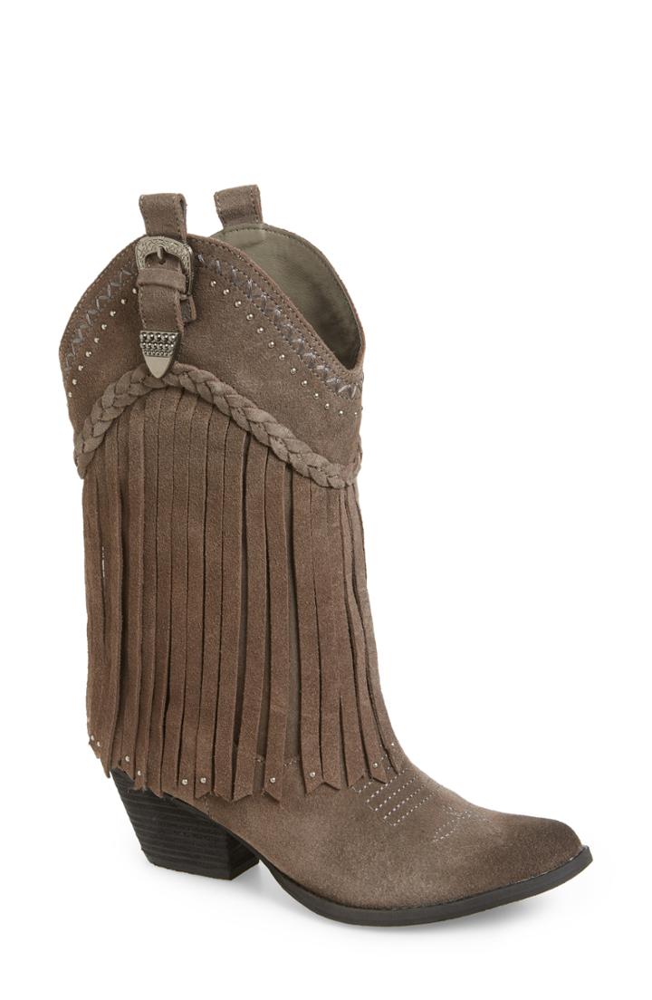 Women's Very Volatile Anderson Fringe Western Boot M - Grey