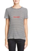 Women's Saint Laurent Logo Stripe Tee - Black