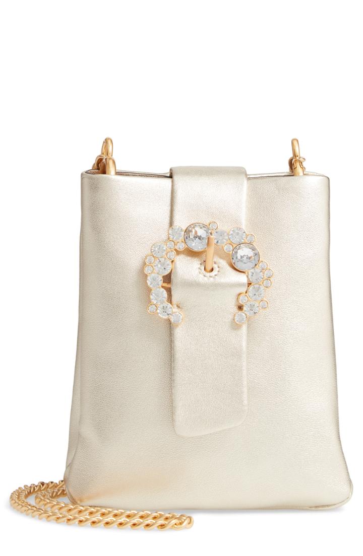 Women's Tory Burch Greer Embellished Leather Smartphone Crossbody Bag - White