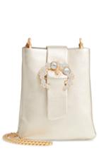 Women's Tory Burch Greer Embellished Leather Smartphone Crossbody Bag - White