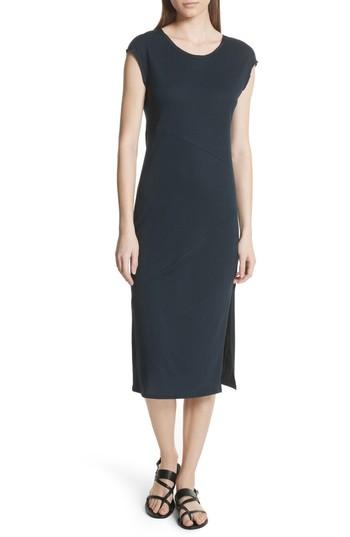 Women's Theory Plume Seamed Cotton Blend Jersey Dress, Size - Blue