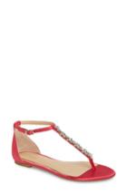 Women's Jewel Badgley Mischka Carrol Embellished T-strap Sandal .5 M - Pink