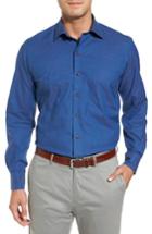 Men's David Donahue Regular Fit Woven Sport Shirt, Size - Blue