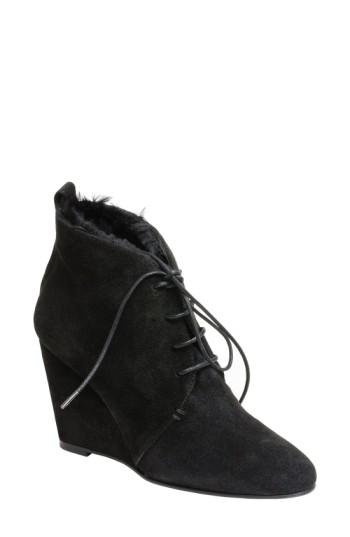 Women's Ukies Maureen Genuine Shearling Lined Wedge Bootie .5 M - Black