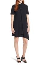 Women's Anne Klein Asymmetrical Draped Shift Dress - Black