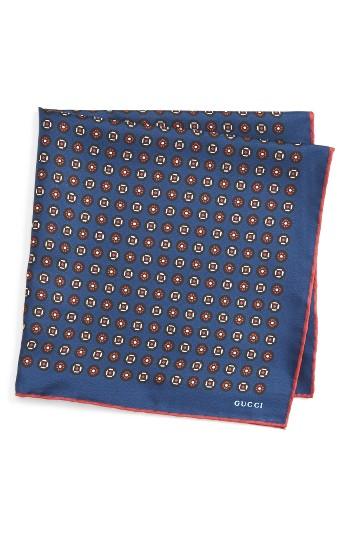 Men's Gucci Silk Pocket Square, Size - Blue