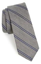 Men's 1901 Edinger Stripe Silk & Cotton Tie, Size - Grey