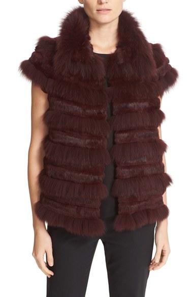 Women's Tory Burch Blaire Genuine Rabbit & Fox Fur Vest