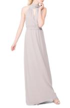 Women's Ceremony By Joanna August 'riggs' Halter V-neck Chiffon Gown - Pink