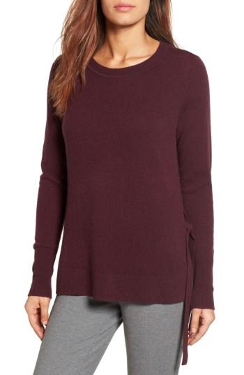 Women's Halogen Side Tie Cashmere Sweater - Burgundy