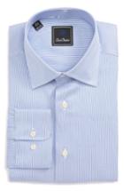 Men's David Donahue Regular Fit Stripe Dress Shirt .5 34/35 - White