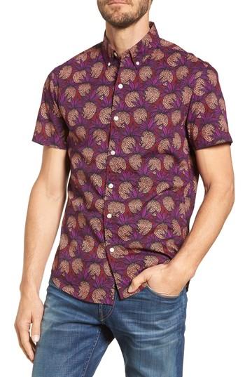 Men's Bonobos Slim Fit Pineapple Sport Shirt, Size R - Red