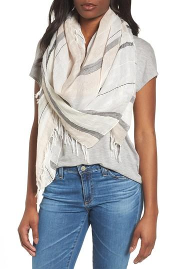 Women's Caslon Stripe Scarf, Size - Grey
